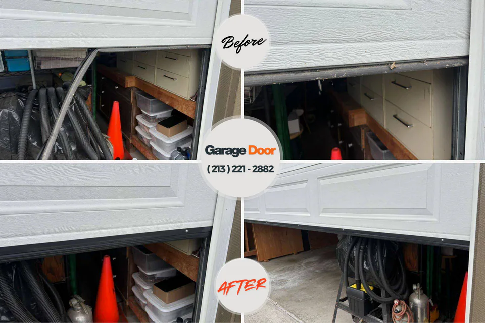 Before and after: garage door repair Montz, LA